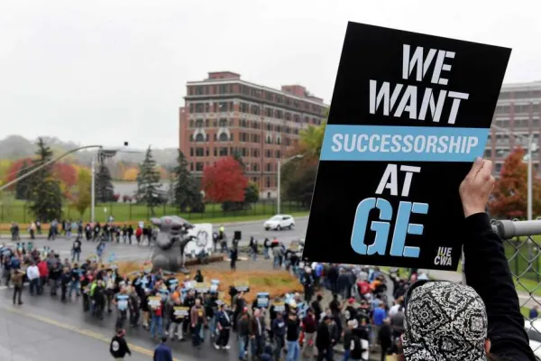 "We Want Successorship at GE" rally sign.