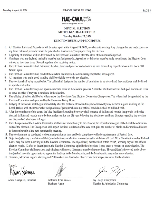 Official Election Notice General Election